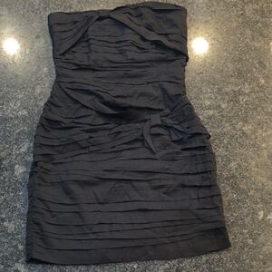 Express Black Strapless Dress with Ruffle Detail
